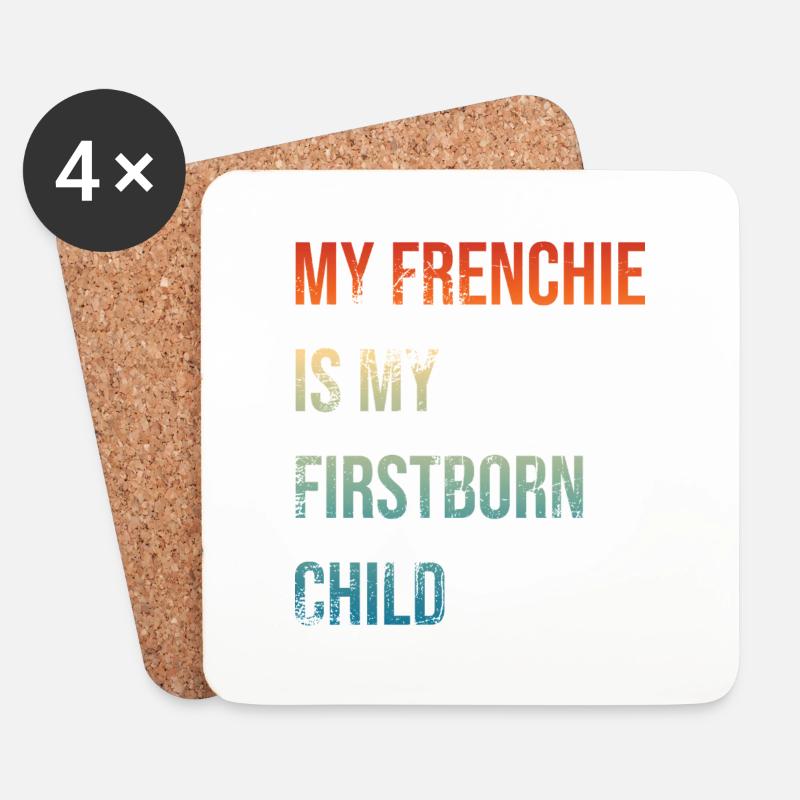 Frenchie Firstborn - Untersetzer (4er-Set) - Weiß