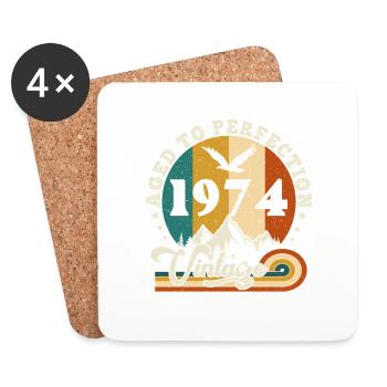 Vintage Birthday in 1975 - Birthday 2025. - Coasters (set of 4) - white - Front
