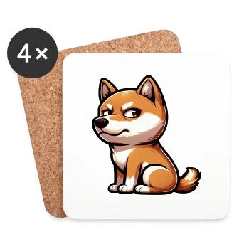 Cute Shiba Inu funny skeptical look - Coasters (set of 4) - white - Front