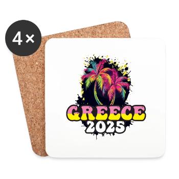 Greece 2025 Holiday Palm Trees - Coasters (set of 4) - white - Front
