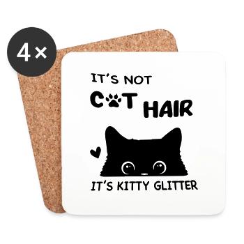 ses poils de chat ses paillettes de chaton - Dessous de verre (lot de 4) - blanc - Devant