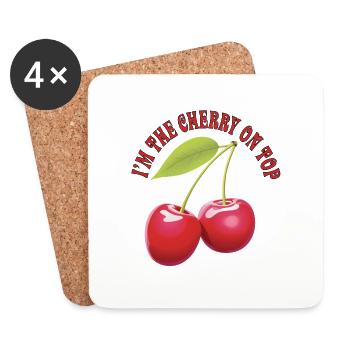 Je suis la cerise sur le gâteau - Dessous de verre (lot de 4) - blanc - Devant