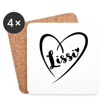 Lissi surname first name in heart frame - Coasters (set of 4) - white - Front