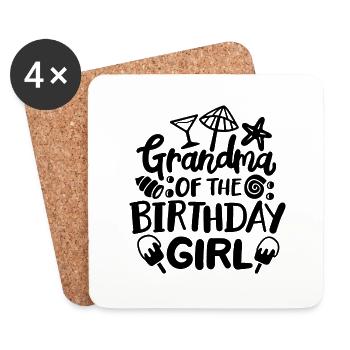 Mamie de la fille d’anniversaire - Dessous de verre (lot de 4) - blanc - Devant