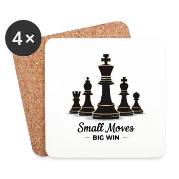 Chess small moves Big WIN - Coasters (set of 4) - white - Front