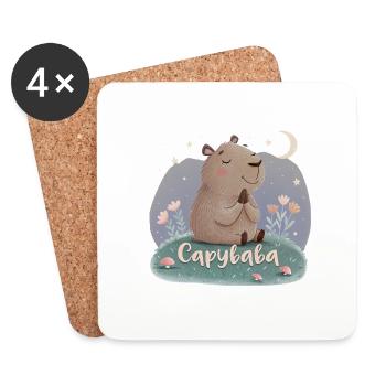 Capybaba – Zen unter Sternen! - Untersetzer (4er-Set) - Weiß - Vorne