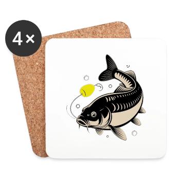 Carp & Boilie – The moment before the bite - Coasters (set of 4) - white - Front