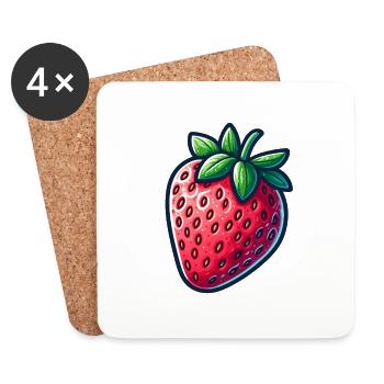 Strawberry fruit - Coasters (set of 4) - white - Front