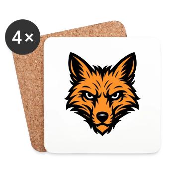 Animal à tête de renard - Dessous de verre (lot de 4) - blanc - Devant