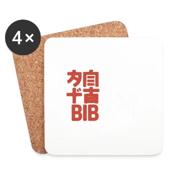 Lustiges Bier T-Shirt – Kein Japanisch, dreh den K - Untersetzer (4er-Set) - Weiß - Vorne