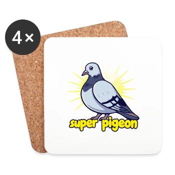 Super Pigeon - Dessous de verre (lot de 4) - blanc - Devant
