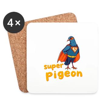Super pigeon - Dessous de verre (lot de 4) - blanc - Devant