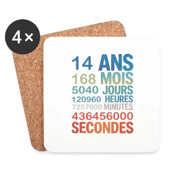 14 Ans en Secondes – Design Anniversaire Original - Coasters (set of 4) - white - Front