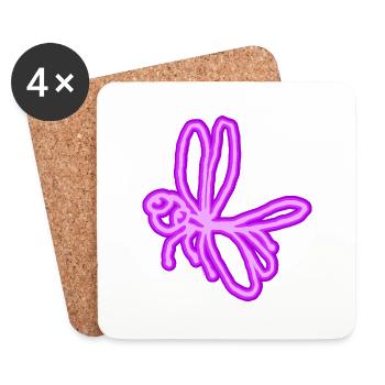 Neon Libelle - Untersetzer (4er-Set) - Weiß - Vorne