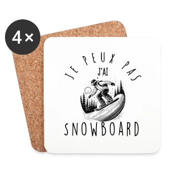 Ich kann nicht, ich habe Snowboard - Untersetzer (4er-Set) - Weiß - Vorne
