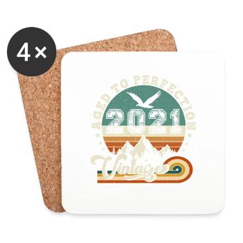 2022 Vintage Anniversaire Rétro 2022.Edition 2025. - Dessous de verre (lot de 4) - blanc - Devant