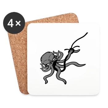 Oktopus Angelhaken Angler Am Haken Kampf Gefangen - Untersetzer (4er-Set) - Weiß - Vorne