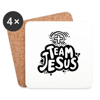 Team Jesus Logo - Schwarz - Untersetzer (4er-Set) - Weiß - Vorne