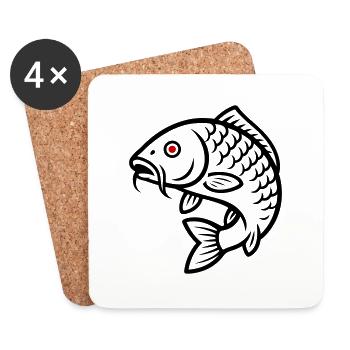 Karpfen Fisch - Untersetzer (4er-Set) - Weiß - Vorne