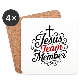 Membre de l’équipe Jésus - Dessous de verre (lot de 4) - blanc - Devant