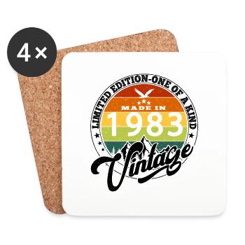 1983 Anniversaire Né en 1983 vintage Rétro. Editio - Dessous de verre (lot de 4) - blanc - Devant