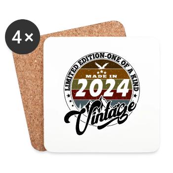 Elegant Vintage: 2024 Retro Gift 2024 2025 - Coasters (set of 4) - white - Front