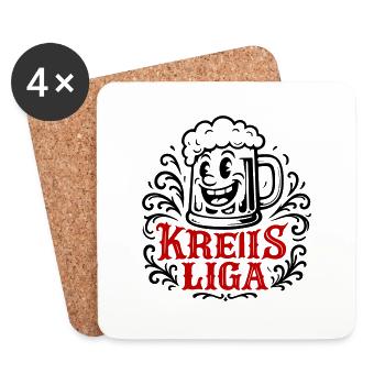 Kreisliga Bier Witzig - Untersetzer (4er-Set) - Weiß - Vorne