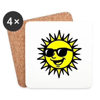 Sonne Sommer Lustig - Untersetzer (4er-Set) - Weiß - Vorne