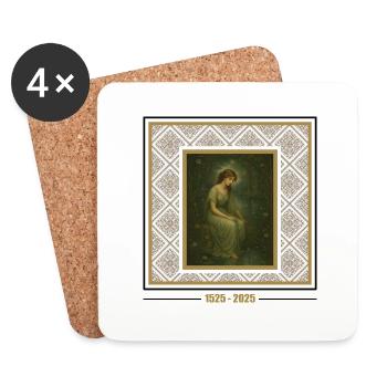 Femme Élégante – Illustration Art Nouveau Poétique - Dessous de verre (lot de 4) - blanc - Devant