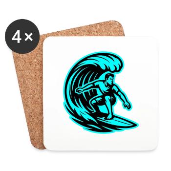 Surfer Wave Surfing - Coasters (set of 4) - white - Front