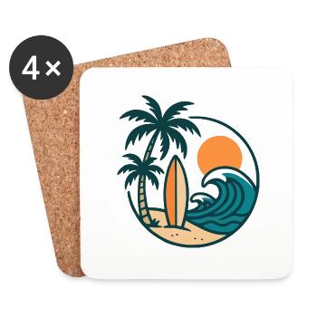 Planche de surf de l’île - Dessous de verre (lot de 4) - blanc - Devant