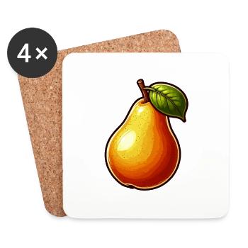 Poire - Fruit - Dessous de verre (lot de 4) - blanc - Devant