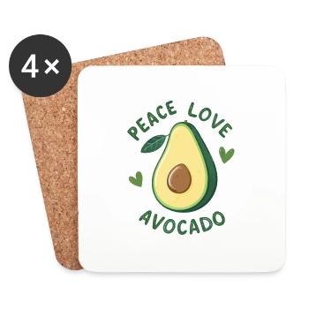 Peace, love and avocado - Coasters (set of 4) - white - Front