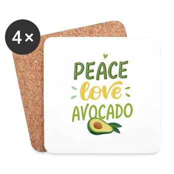 Paix amour avocat - Dessous de verre (lot de 4) - blanc - Devant