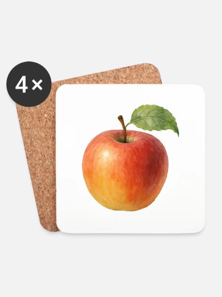 apfel - Untersetzer (4er-Set) - Weiß