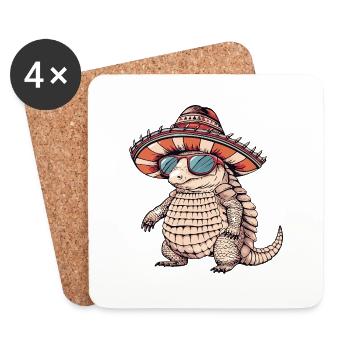 Armadillo Funny Sombrero - Dessous de verre (lot de 4) - blanc - Devant