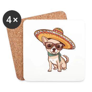 Chihuahua Dog Funny Sombrero - Coasters (set of 4) - white - Front