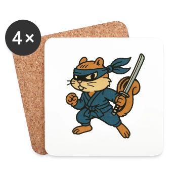 Ninja Chipmunk Stealthy Woodland Warrior - Coasters (set of 4) - white - Front
