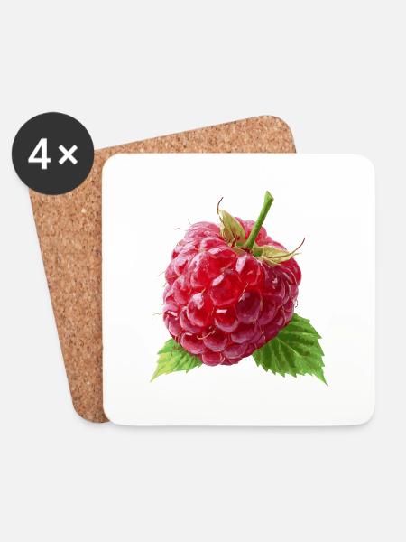 Himbeere - Untersetzer (4er-Set) - Weiß