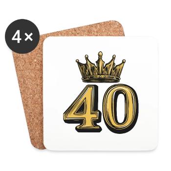 40 Zahl Krone - Untersetzer (4er-Set) - Weiß - Vorne