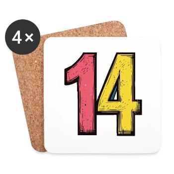 14 Number Comic - Coasters (set of 4) - white - Front