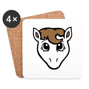 cheval mignon poney fille femelle fille cheval fille - Dessous de verre (lot de 4) - blanc - Devant