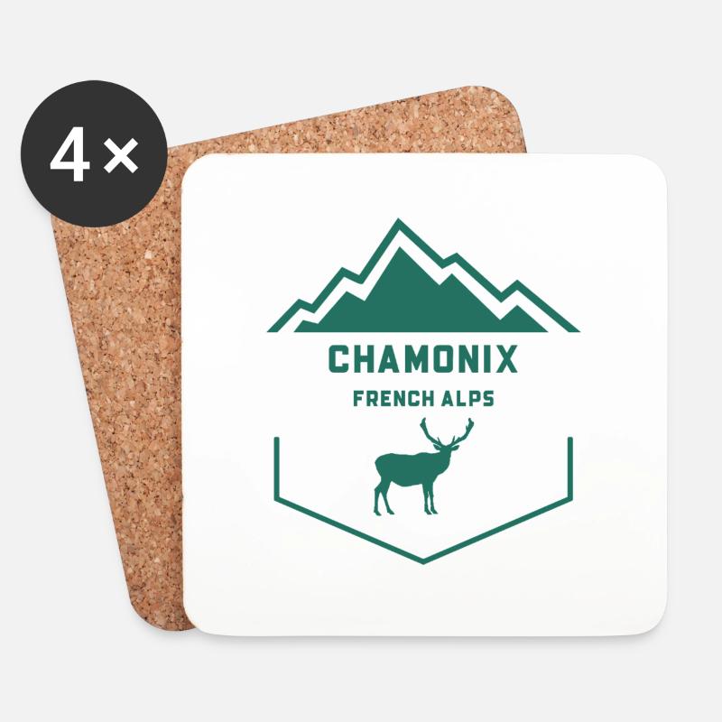Der Hirsch von Chamonix - Untersetzer (4er-Set) - Weiß