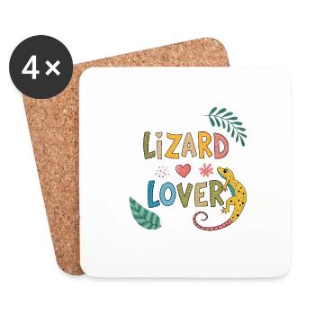 Amoureux des lézards - Dessous de verre (lot de 4) - blanc - Devant
