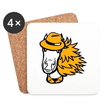 cheval homme chapeau costume cravate détective garçon cool - Dessous de verre (lot de 4) - blanc - Devant