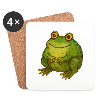 Mignon Vintage Crapaud Vert Rétro Nature Art - Dessous de verre (lot de 4) - blanc - Devant