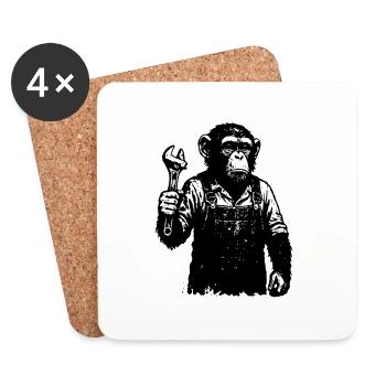 Labour Day Monkey Worker - Coasters (set of 4) - white - Front