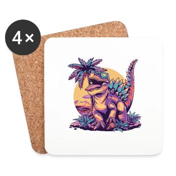 Dinosaurier stegosaurus Insel Palme - Untersetzer (4er-Set) - Weiß - Vorne