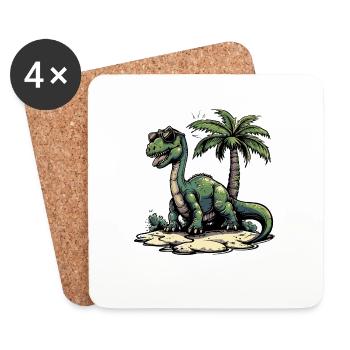 Dinosaurier brontosaurus Sommer - Untersetzer (4er-Set) - Weiß - Vorne