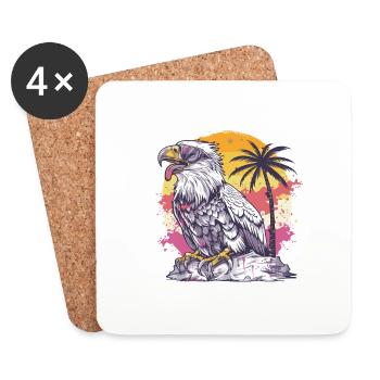 Palmier de l’île Eagle - Dessous de verre (lot de 4) - blanc - Devant